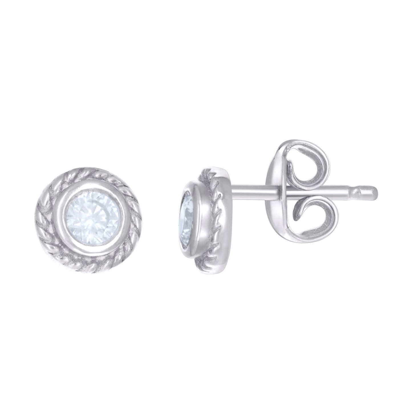 Sterling Silver Womens Cubic-Zirconia Round Stud Earrings
