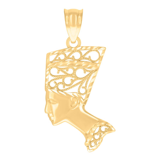 10K Yellow Gold Mens Nefertiti Egyptian Charm Pendant