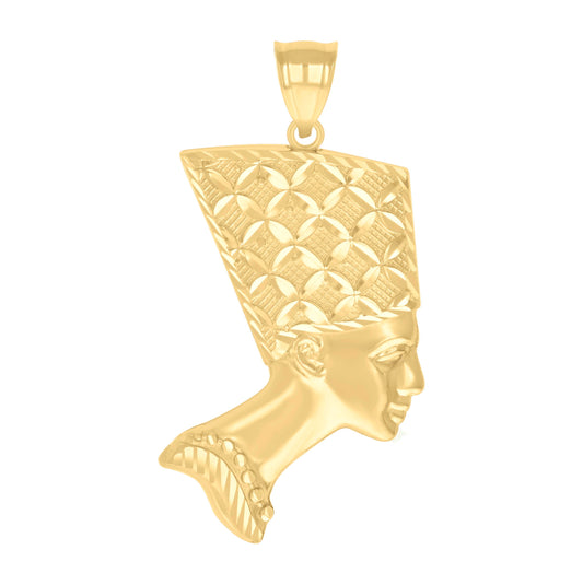 10K Yellow Gold Mens Nefertiti Egyptian Charm Pendant