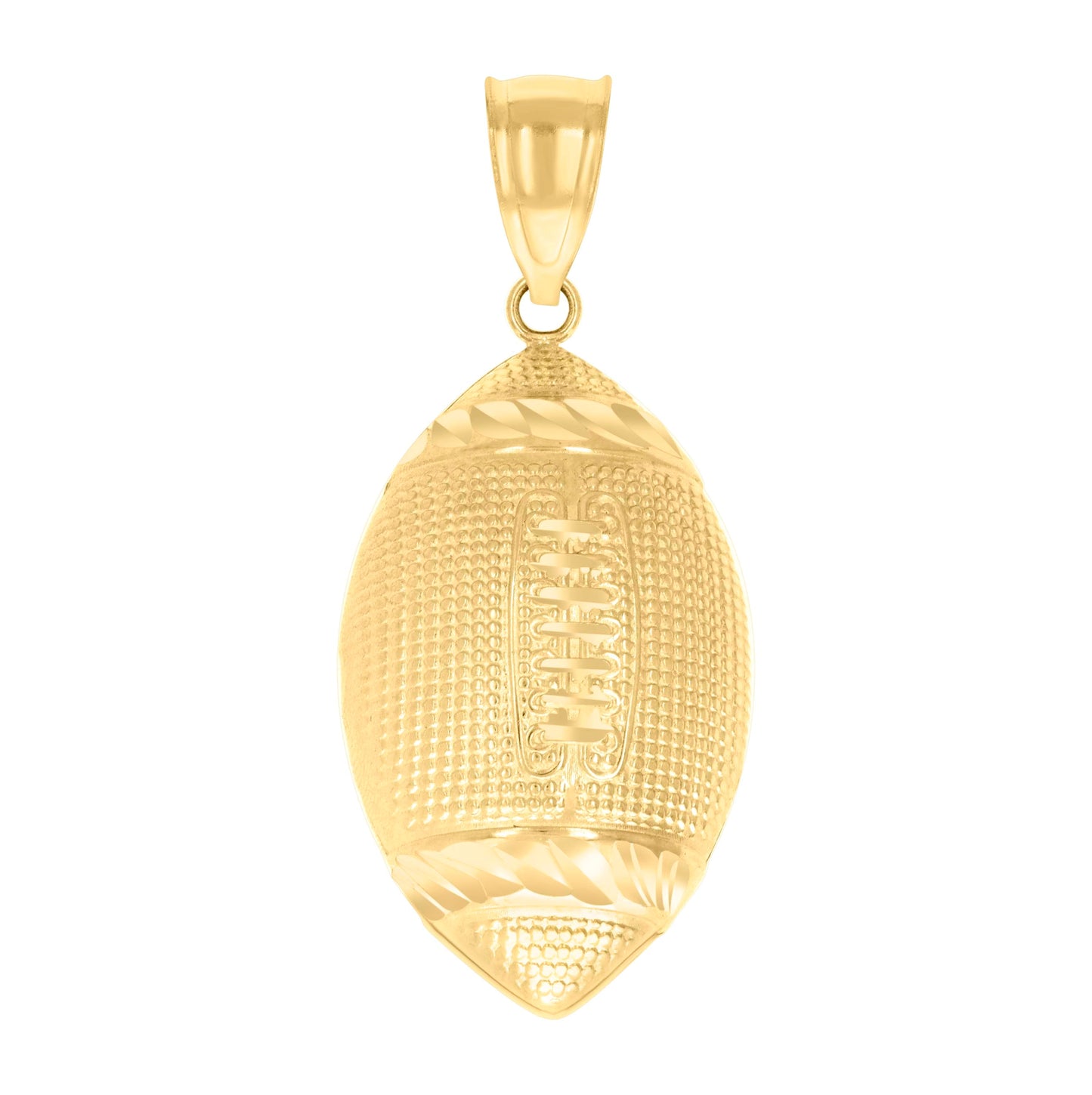 10K Yellow Gold Mens Football/Rugby Sports Charm Pendant