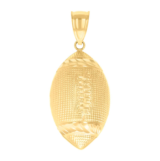10K Yellow Gold Mens Football/Rugby Sports Charm Pendant