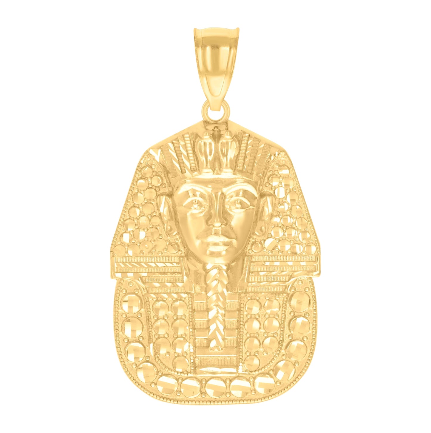 10K Yellow Gold Mens Pharaoh Egyptian Charm Pendant