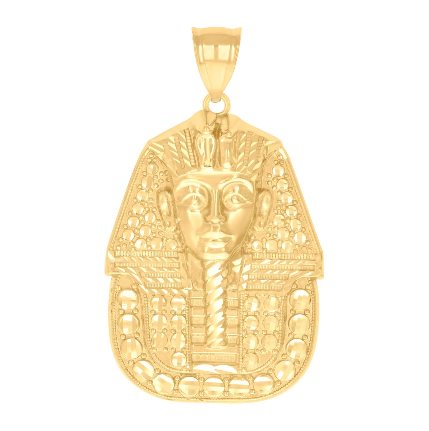 10K Yellow Gold Mens Pharaoh Egyptian Charm Pendant