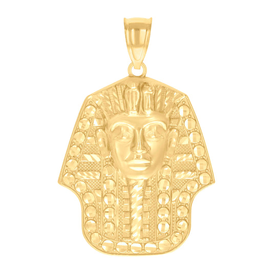 10K Yellow Gold Mens Pharaoh Egyptian Charm Pendant