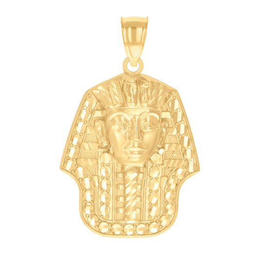 10K Yellow Gold Mens Pharaoh Egyptian Charm Pendant