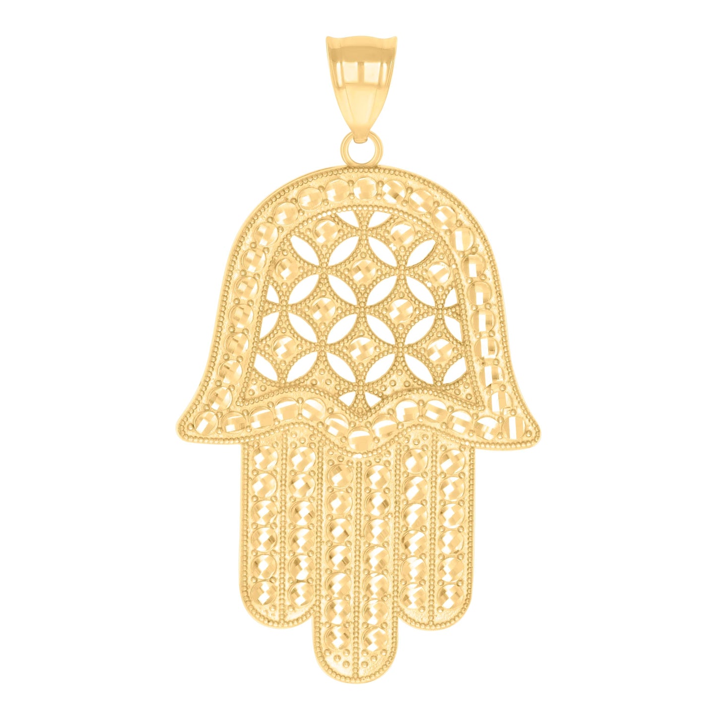10K Yellow Gold Mens Hamsa Symbol Religious Charm Pendant