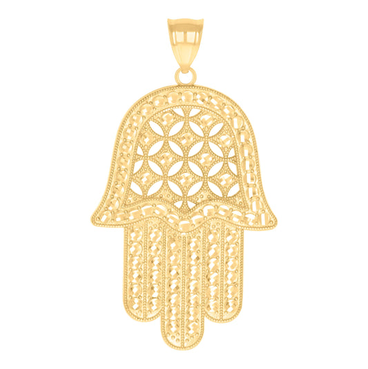 10K Yellow Gold Mens Hamsa Symbol Religious Charm Pendant