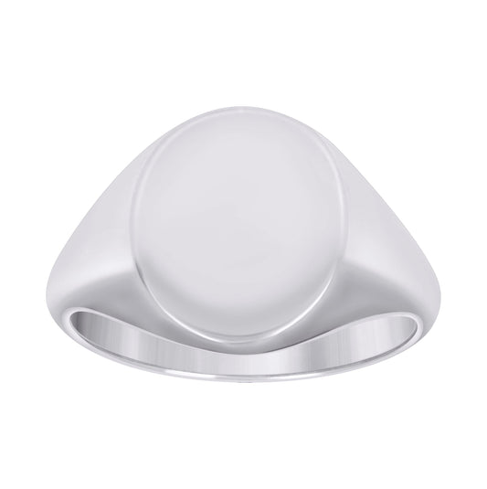 Sterling Silver Unisex Oval Head Signet Bridal Anniversary Wedding Engagement Band Ring
