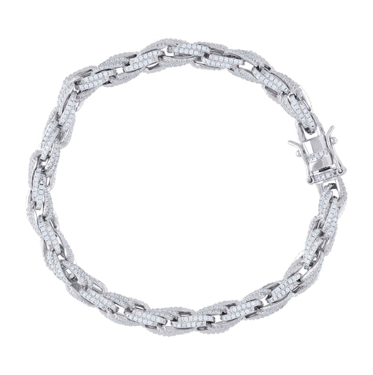 Sterling Silver Moissanite 6mm Twisted Rope Chain Necklace