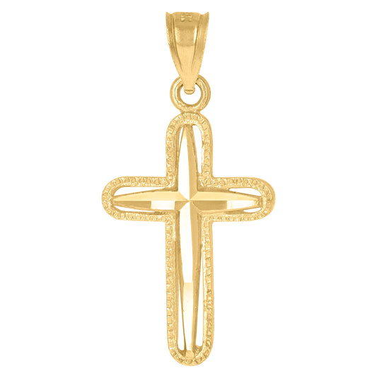 10K Yellow Gold Womens Mens Unisex Cross Religious Charm Pendant