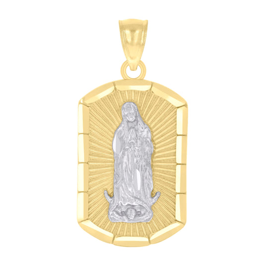 10K Two-tone Gold Womens Guadalupe Religious Charm Pendant