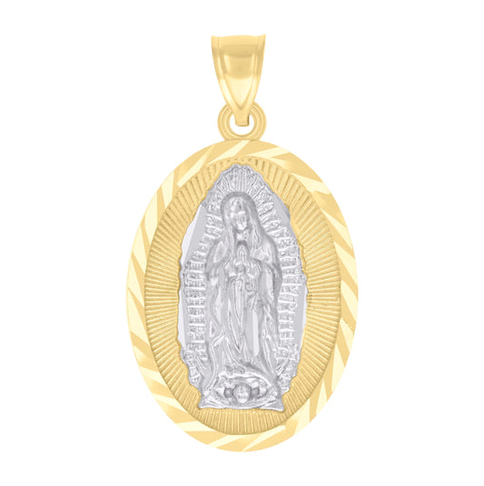 10K Two-tone Gold Womens Guadalupe Religious Charm Pendant