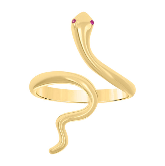 10K Yellow Gold Womens Purple Cubic-Zirconia Snake Reptiles Wildlife Ring