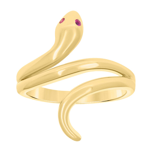 10K Yellow Gold Womens Purple Cubic-Zirconia Snake Reptiles Wildlife Ring