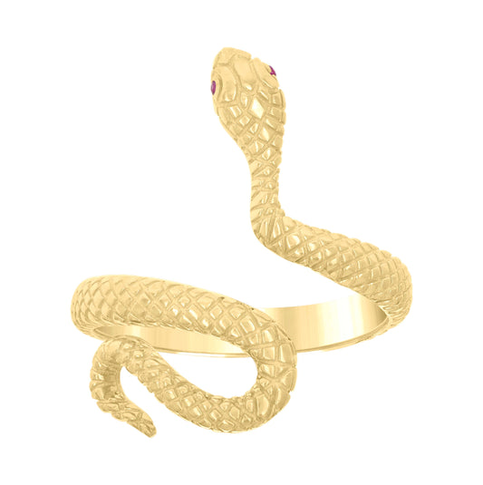10K Yellow Gold Womens Pink Cubic-Zirconia Snake Fashion Ring