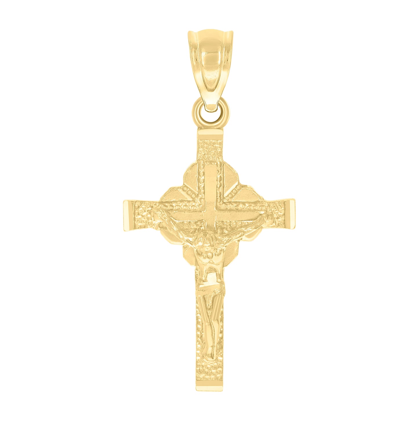 10K Yellow Gold Womens Mens Unisex Jesus Crucifix Cross Religious Charm Pendant