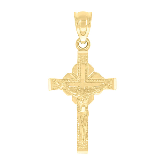 10K Yellow Gold Womens Mens Unisex Jesus Crucifix Cross Religious Charm Pendant