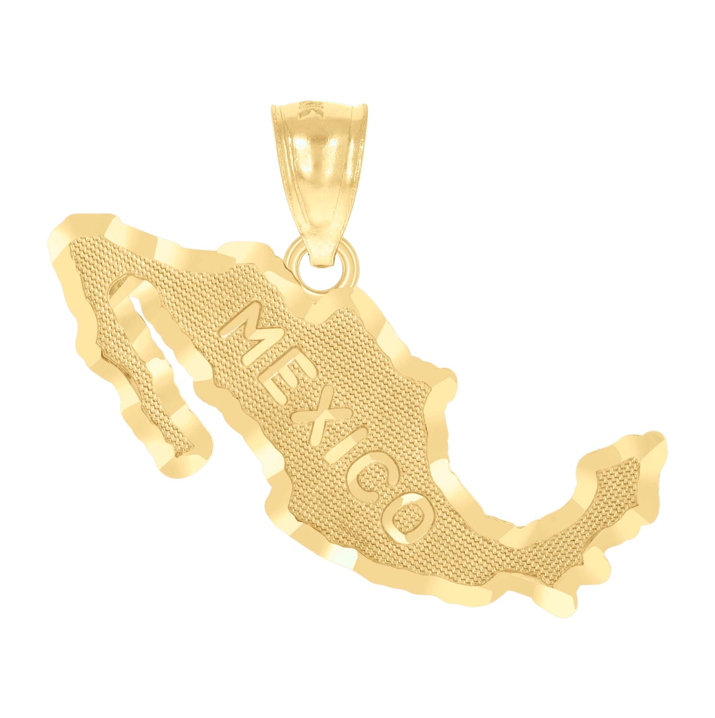 14K Yellow Gold Mens Mexico Map Country Charm Pendant