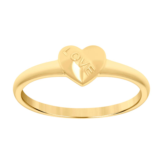 14K Yellow Gold Womens Love Heart Ring