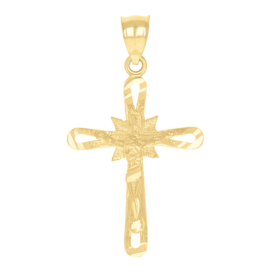 10K Yellow Gold Womens Mens Unisex Jesus Crucifix Cross Religious Charm Pendant