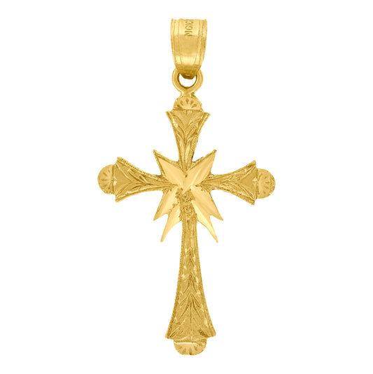 10K Yellow Gold Womens Mens Unisex Cross Religious Charm Pendant