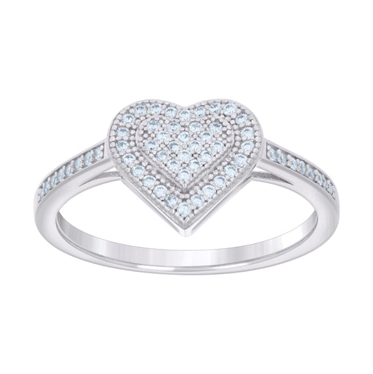 Sterling Silver Womens Cubic-Zirconia Heart Bridal Anniversary Wedding Engagement Band Ring