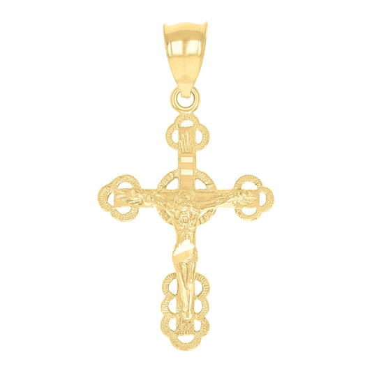 10K Yellow Gold Womens Crucifix Cross Religious Charm Pendant