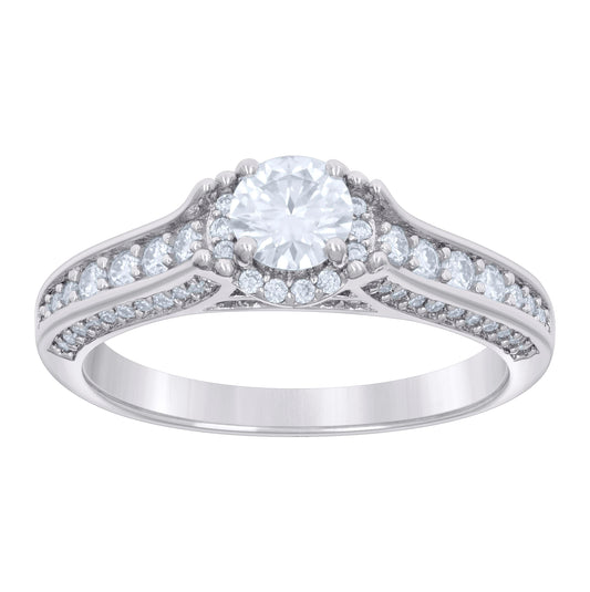 Sterling Silver Womens 1.39ct Moissanite Bridal Anniversary Engagement Wedding Ring