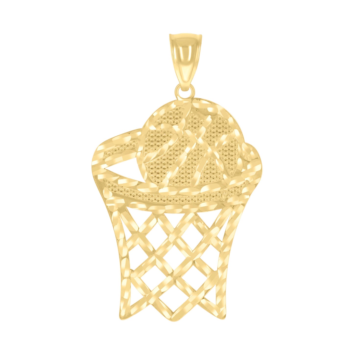 10K Yellow Gold Unisex Basket Ball Sports Charm Pendant