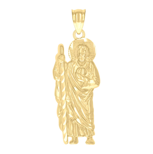 10K Yellow Gold Mens St. Jude Religious Charm Pendant