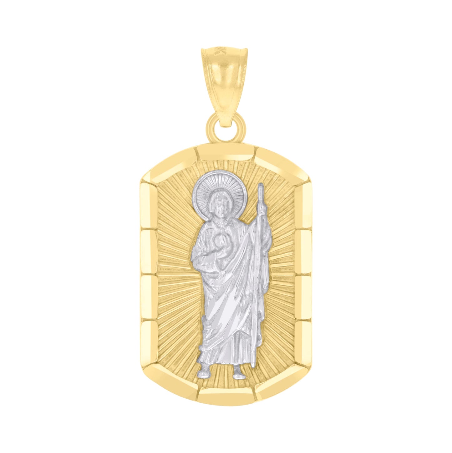 10K Two-tone Gold Mens St. Jude Religious Charm Pendant