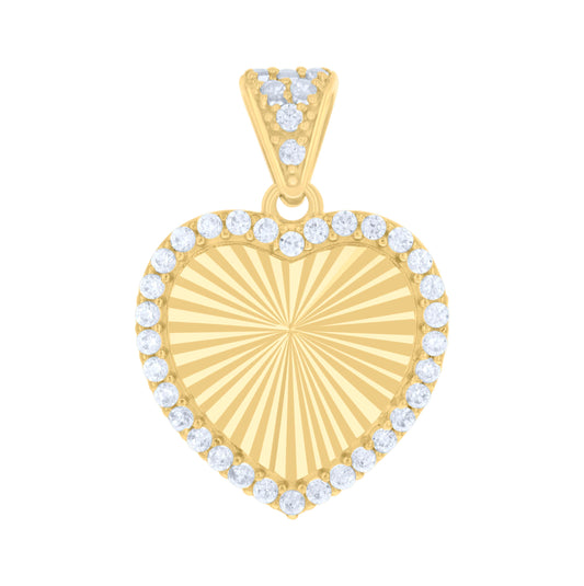 10K Yellow Gold Womens Cubic-Zirconia Heart Photo Frame Charm Pendant