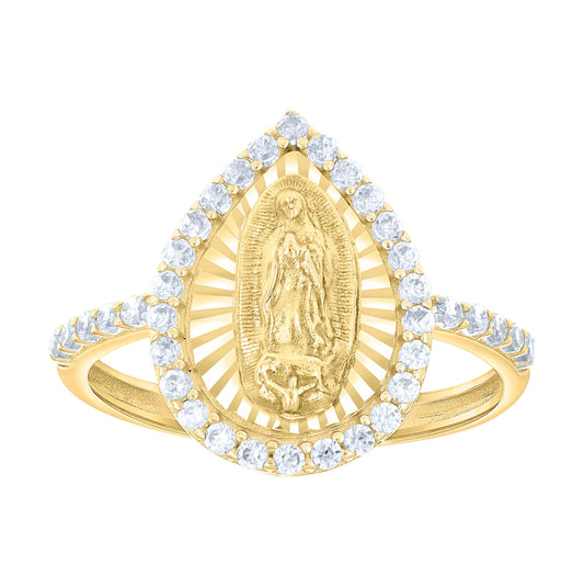 10K Yellow Gold Womens Cubic-Zirconia Tear Drop Fashion Ring