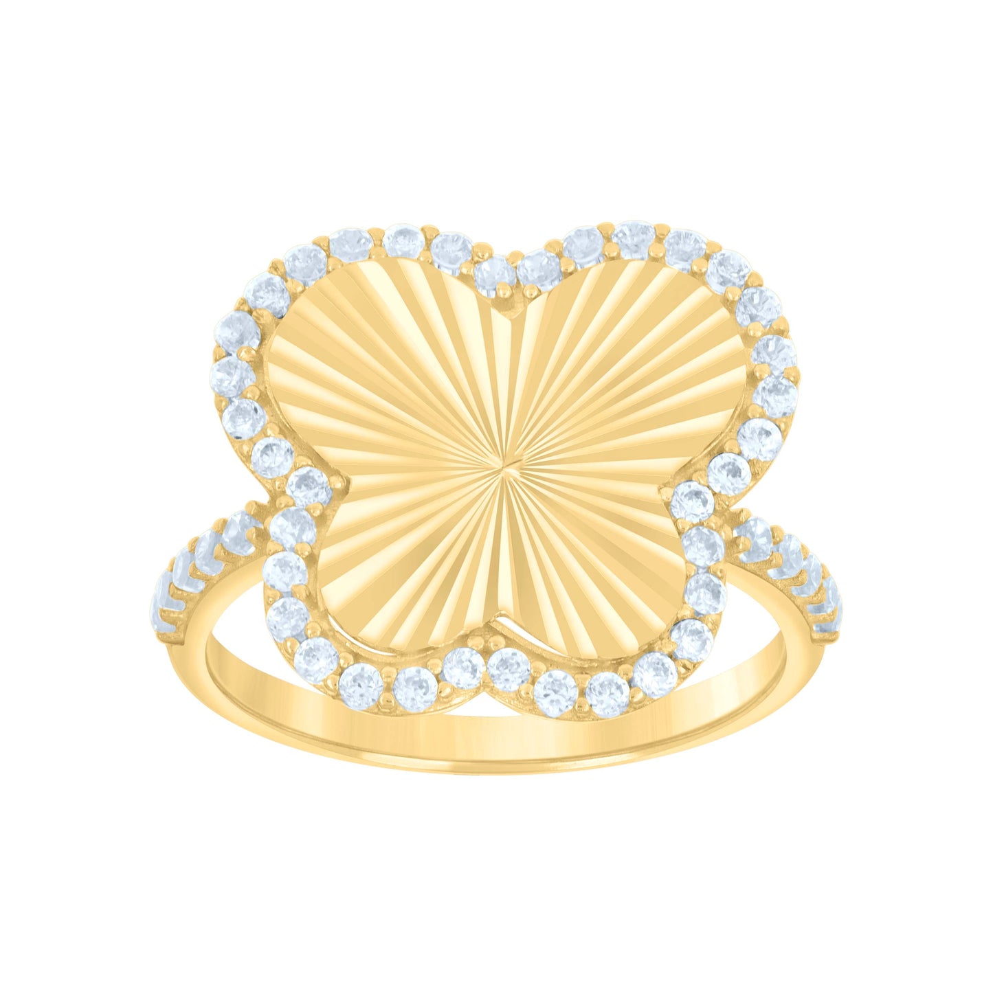 10K Yellow Gold Womens Cubic-Zirconia Butterfly Fashion Ring