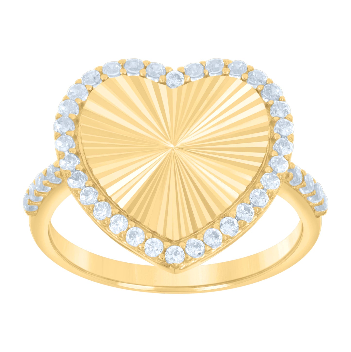 10K Yellow Gold Womens Cubic-Zirconia Heart Ring
