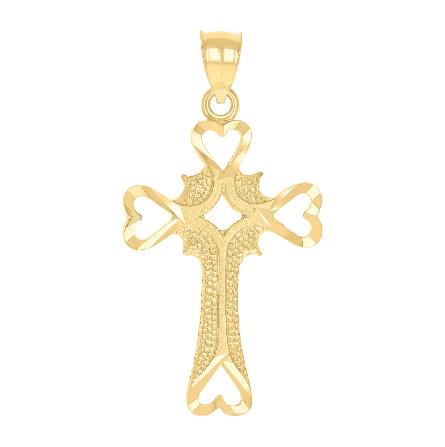 10K Yellow Gold Womens Mens Unisex Cross Heart Charm Pendant