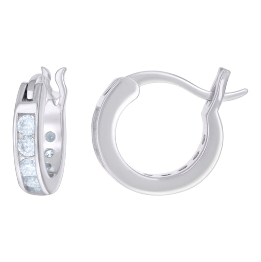 Sterling Silver Or Yellow-Tone Womens Moissanite Stone Hoop Earrings