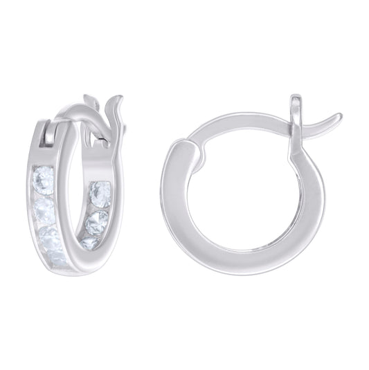 Sterling Silver Or Yellow-Tone Womens Cubic-Zirconia Inside-Out Hoop Earrings