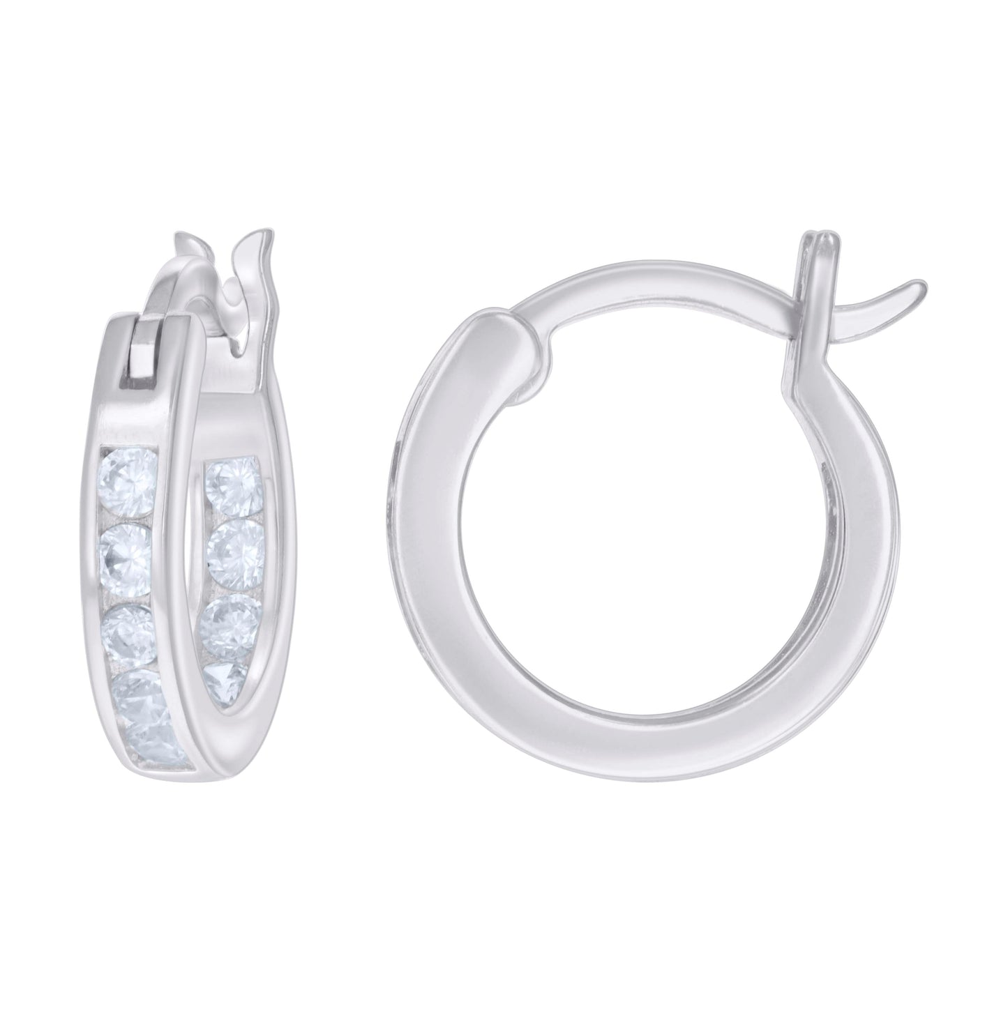 Sterling Silver Or Yellow-Tone Womens Cubic-Zirconia Inside-Out Hoop Earrings