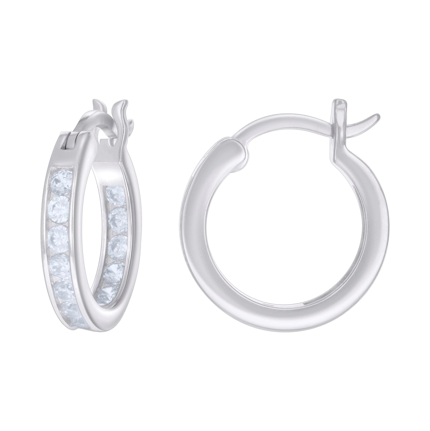 Sterling Silver Or Yellow-Tone Womens Cubic-Zirconia Inside-Out Hoop Earrings