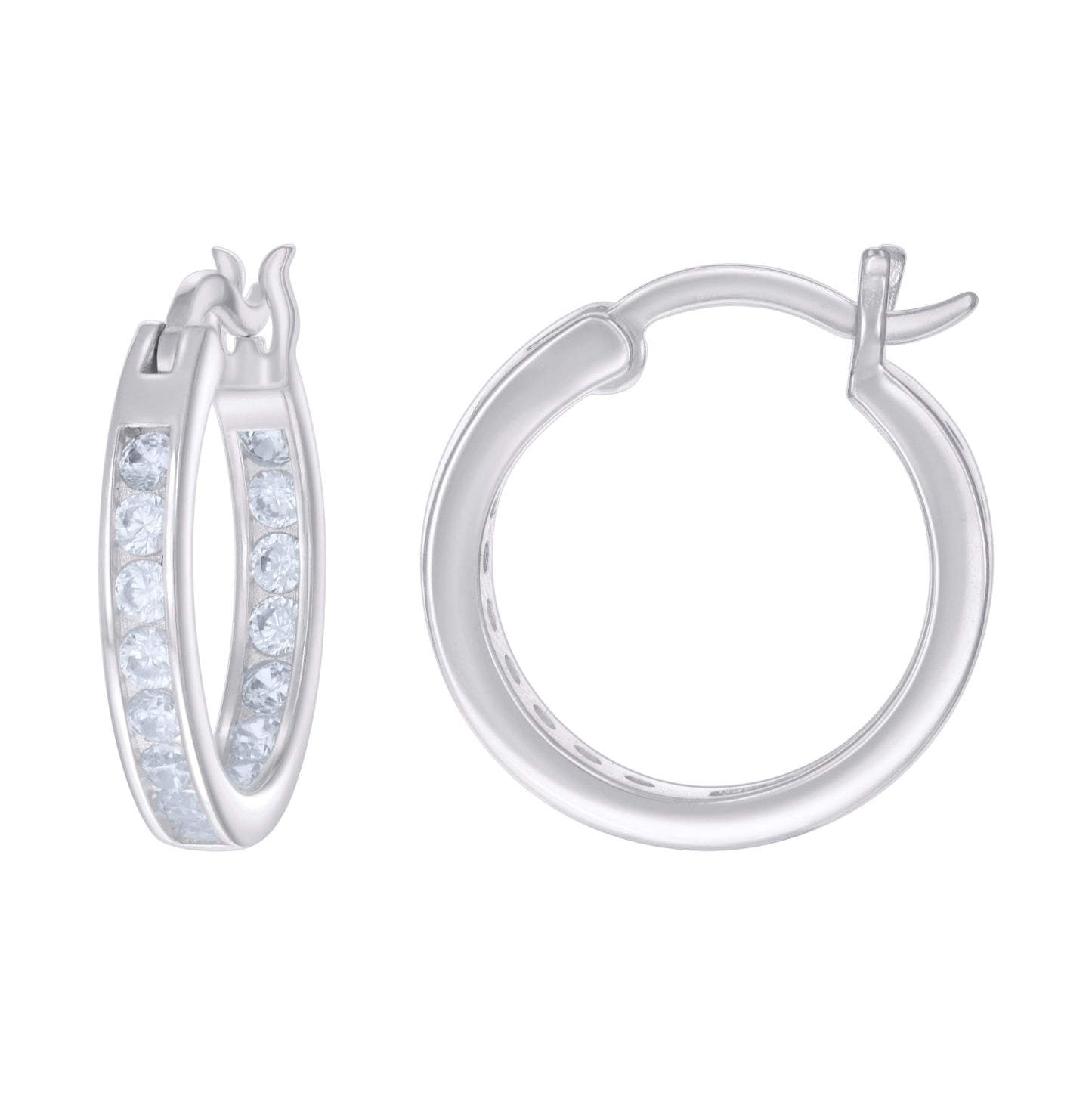 Sterling Silver Or Yellow-Tone Womens Cubic-Zirconia Inside-Out Hoop Earrings