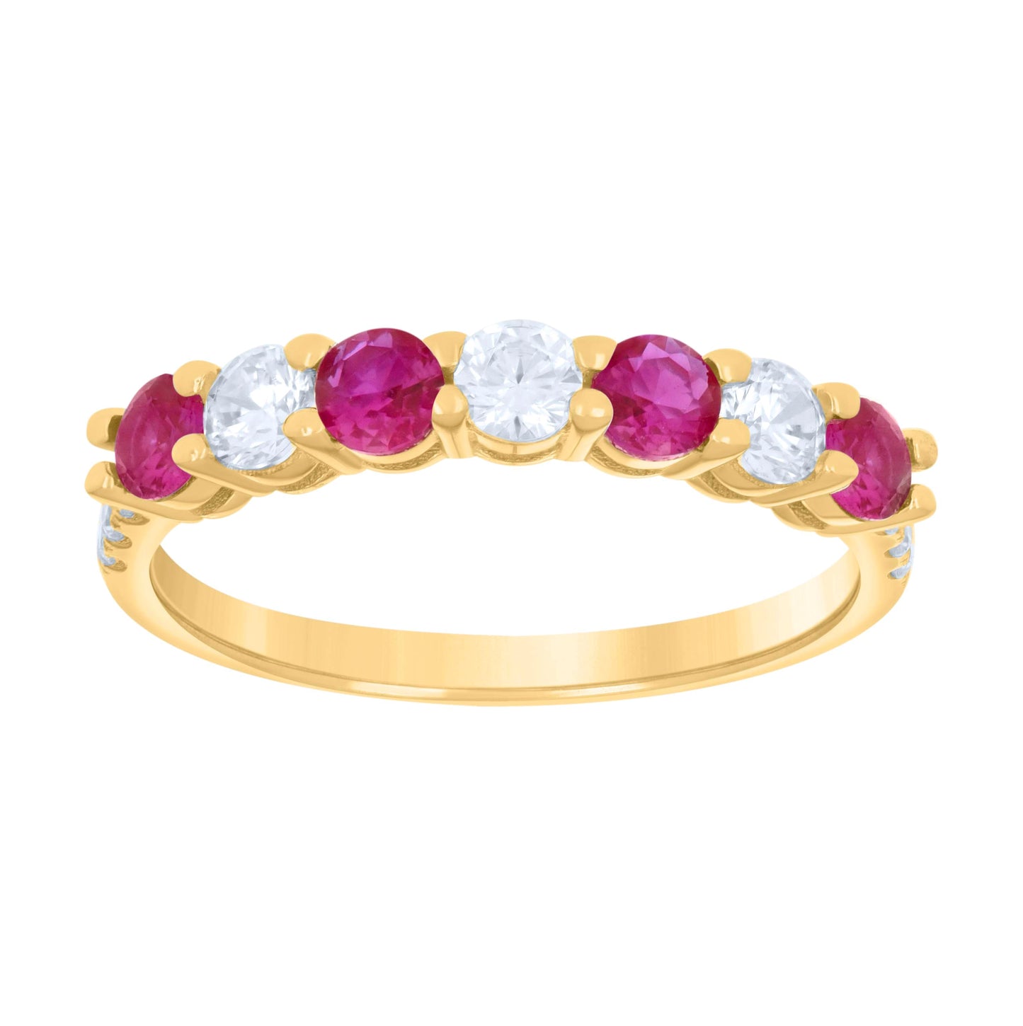 10K Yellow Gold Womens Purple White Cubic-Zirconia Eternity Band Ring
