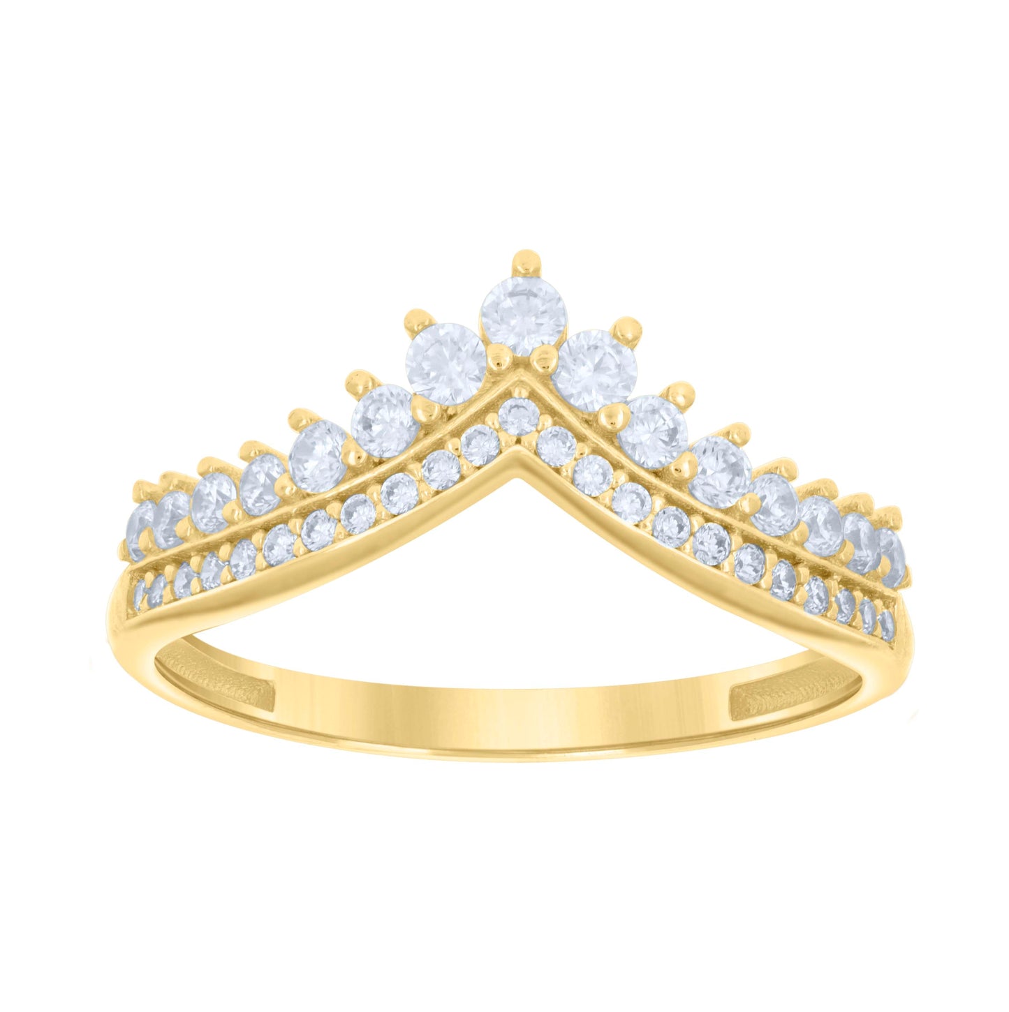 10K Yellow Gold Womens Cubic-Zirconia Crown Fashion Ring