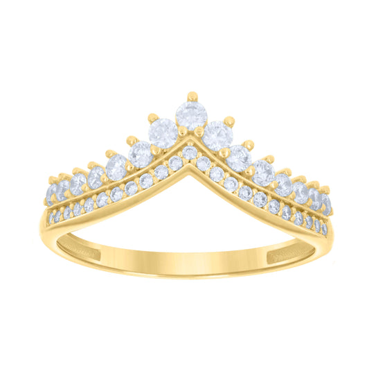 10K Yellow Gold Womens Cubic-Zirconia Crown Fashion Ring
