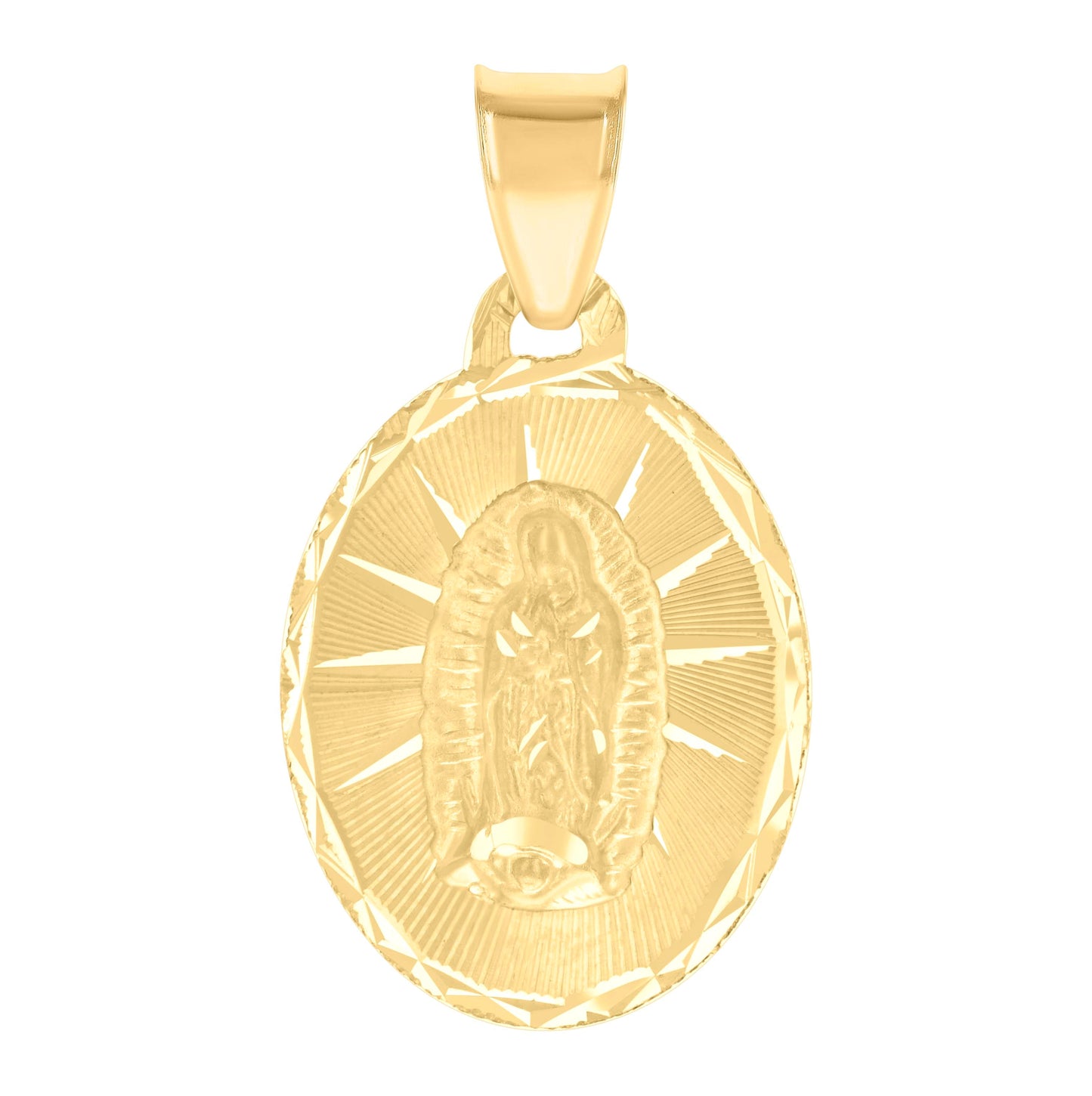 10K Yellow Gold Womens Oval Guadalupe Religious Charm Pendant