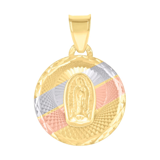 10K Tri-Color Gold Womens Guadalupe Religious Charm Pendant