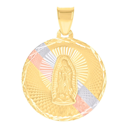 10K Tri-Color Gold Womens Guadalupe Religious Charm Pendant