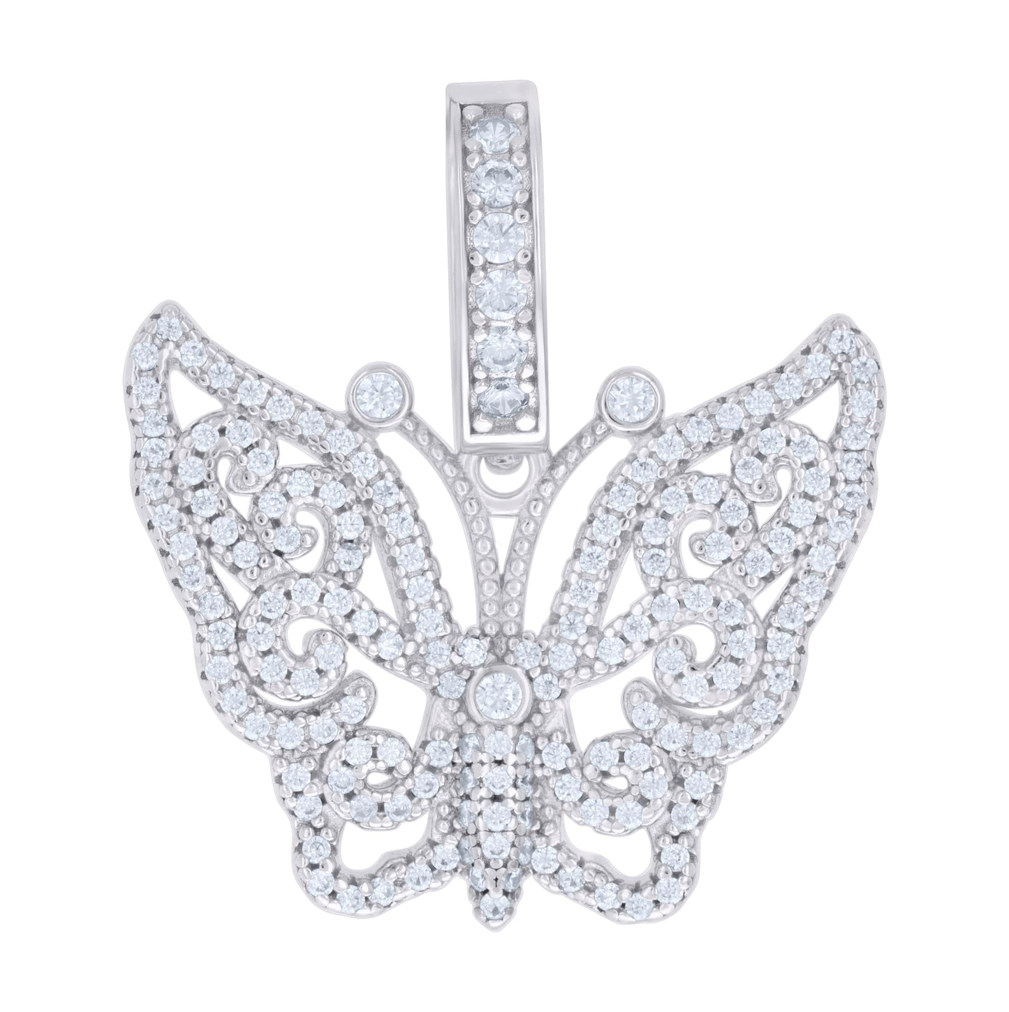Sterling Silver Mens 1.60 Cttw Moissanite Butterfly Fashion Charm Pendant