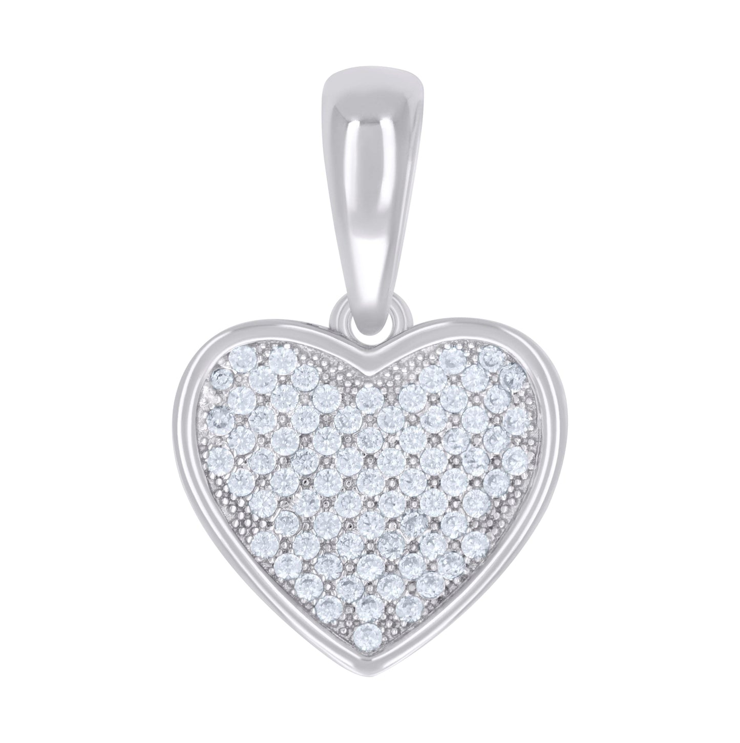 Sterling Silver Womens Round Moissanite Heart Love & Hearts Charm Pendant