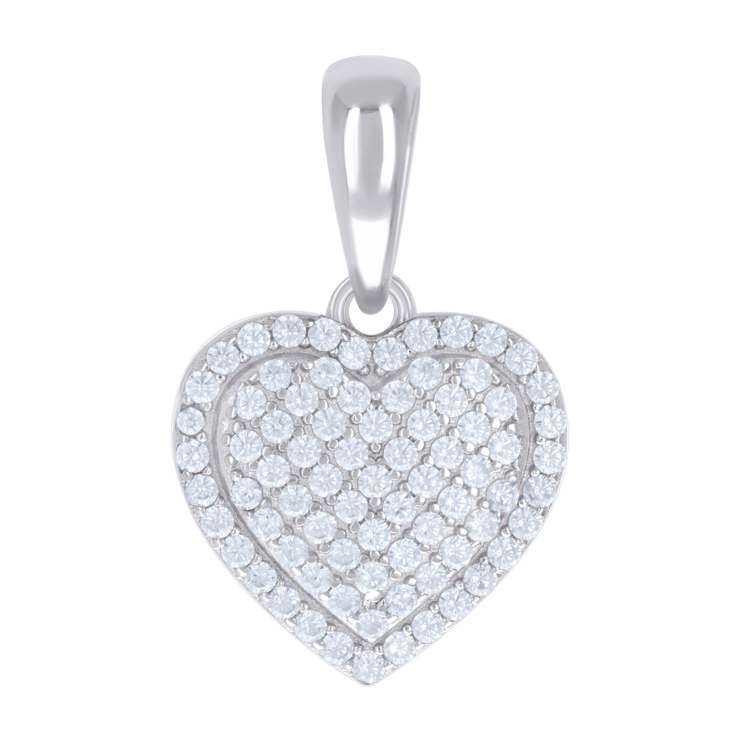 Sterling Silver Womens 1.13 Cttw Moissanite Heart Charm Pendant
